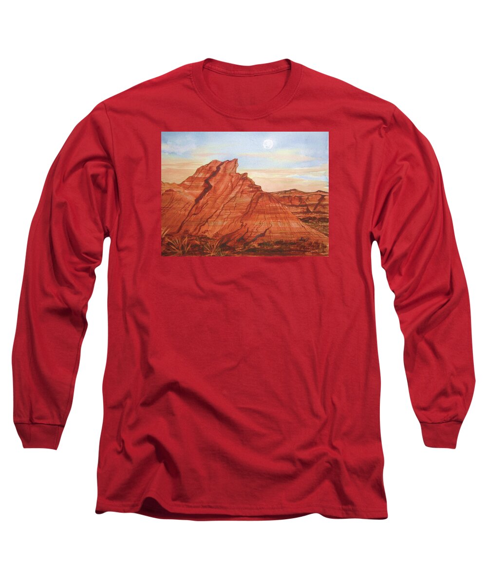 Red Rocks Long Sleeve T-Shirt featuring the painting The Teepees by Ellen Levinson