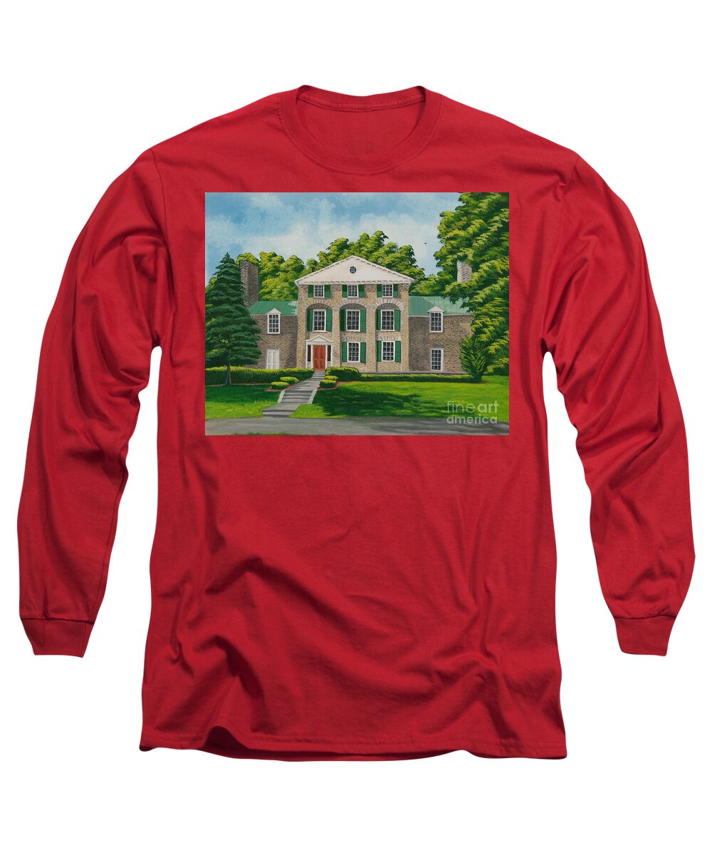 Theta Chi Frat House Long Sleeve T-Shirt featuring the painting Theta Chi by Charlotte Blanchard