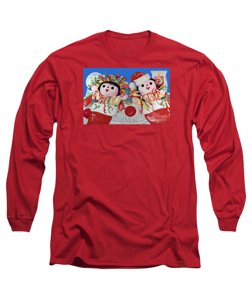 Christmas Cards Long Sleeve T-Shirt featuring the painting Twin Stockings by Kandyce Waltensperger
