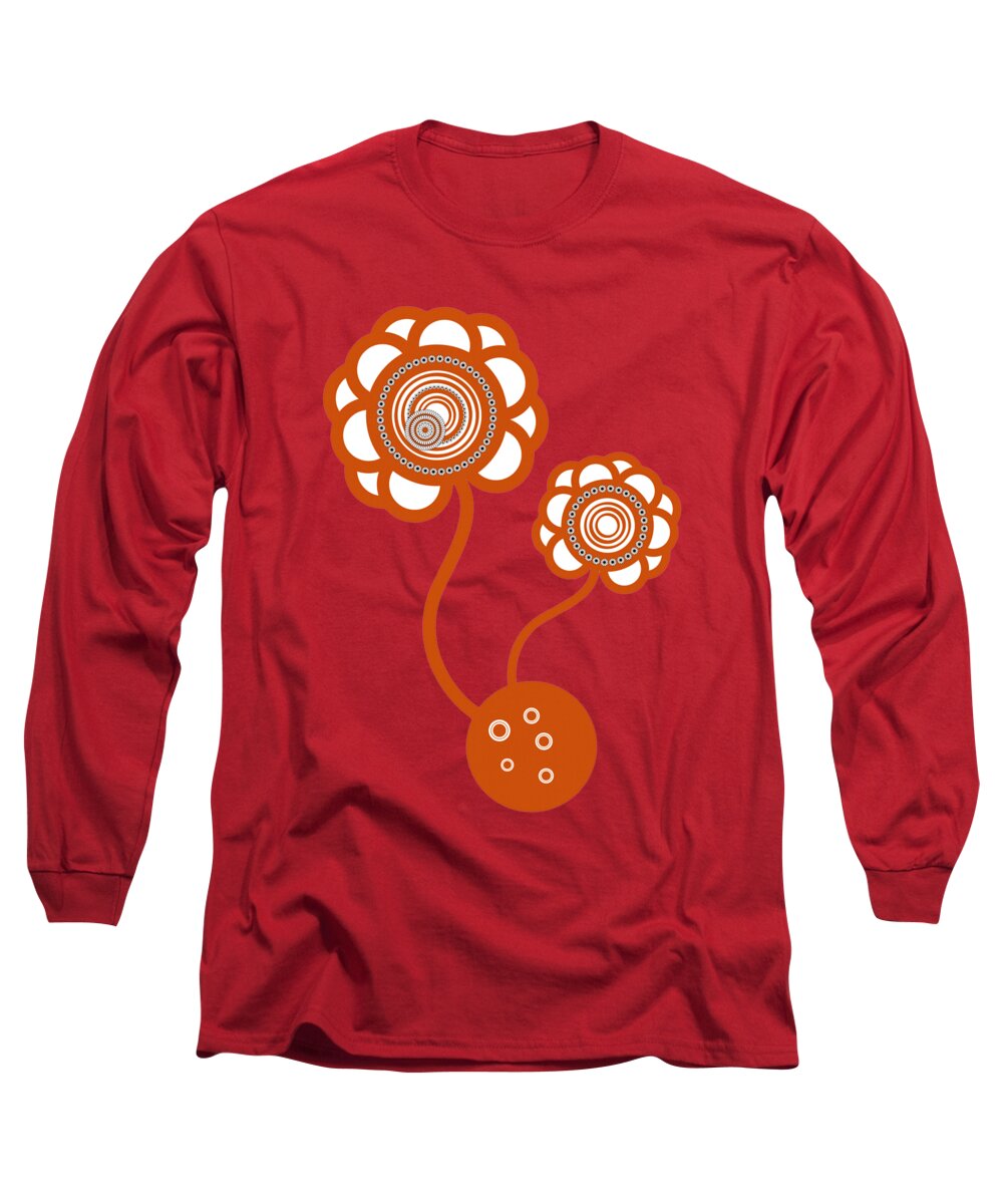 Frank Tschakert Long Sleeve T-Shirt featuring the drawing Two Orange Flowers by Frank Tschakert