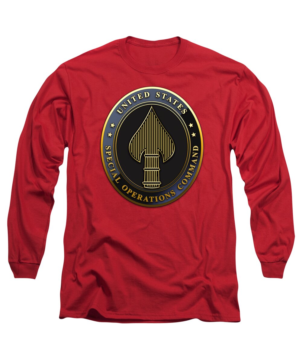'military Insignia & Heraldry 3d' Collection By Serge Averbukh Long Sleeve T-Shirt featuring the digital art U. S. Special Operations Command - U S S O C O M  Emblem by Serge Averbukh
