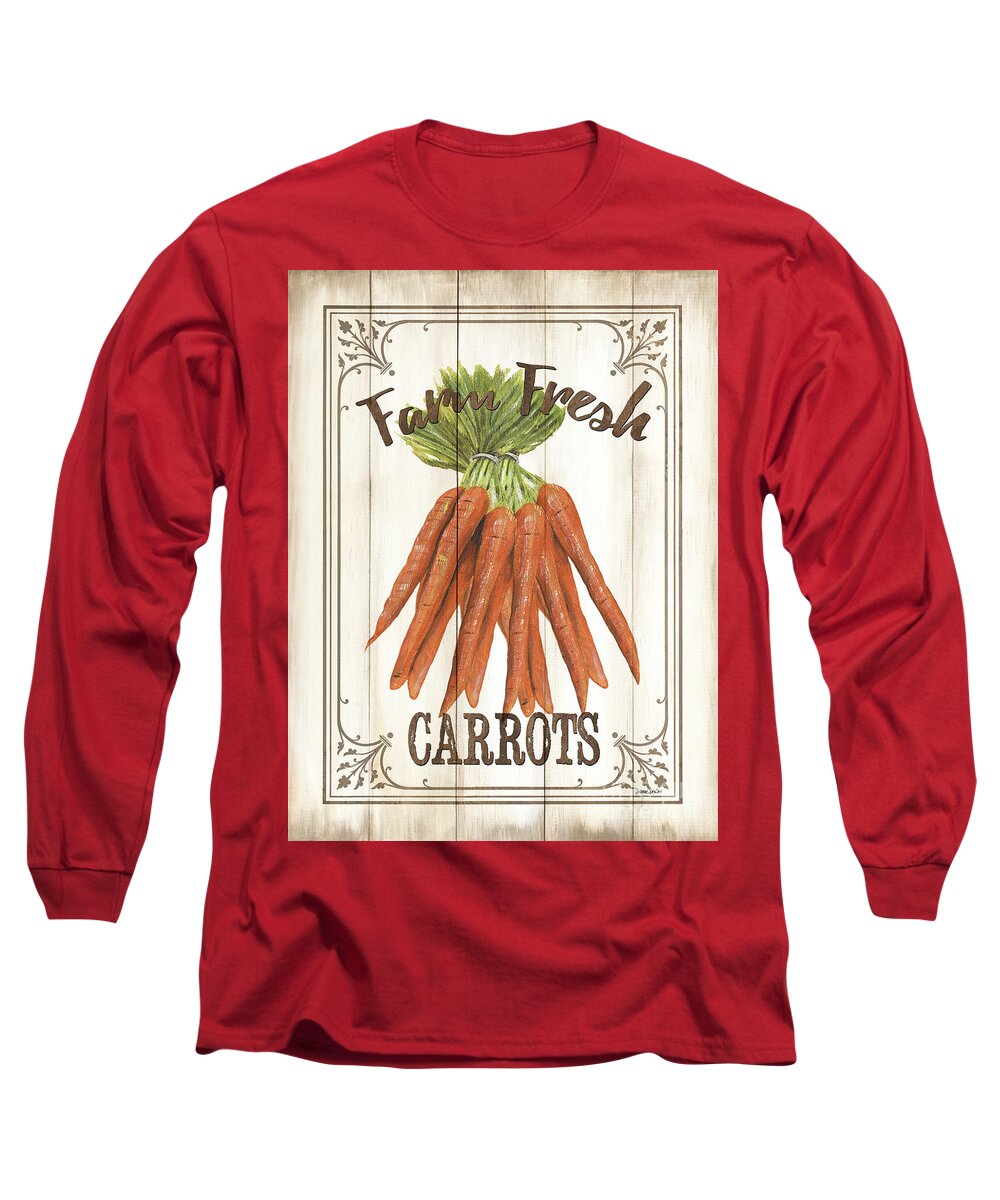Carrots Long Sleeve T-Shirt featuring the painting Vintage Fresh Vegetables 3 by Debbie DeWitt