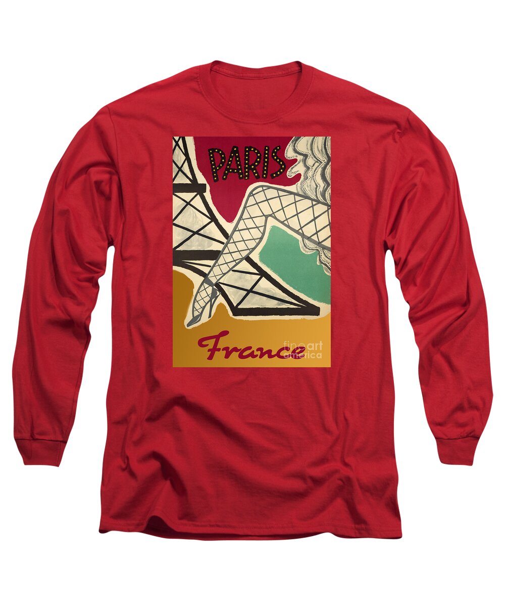 Paris Long Sleeve T-Shirt featuring the painting Vintage Paris Cabaret by Mindy Sommers