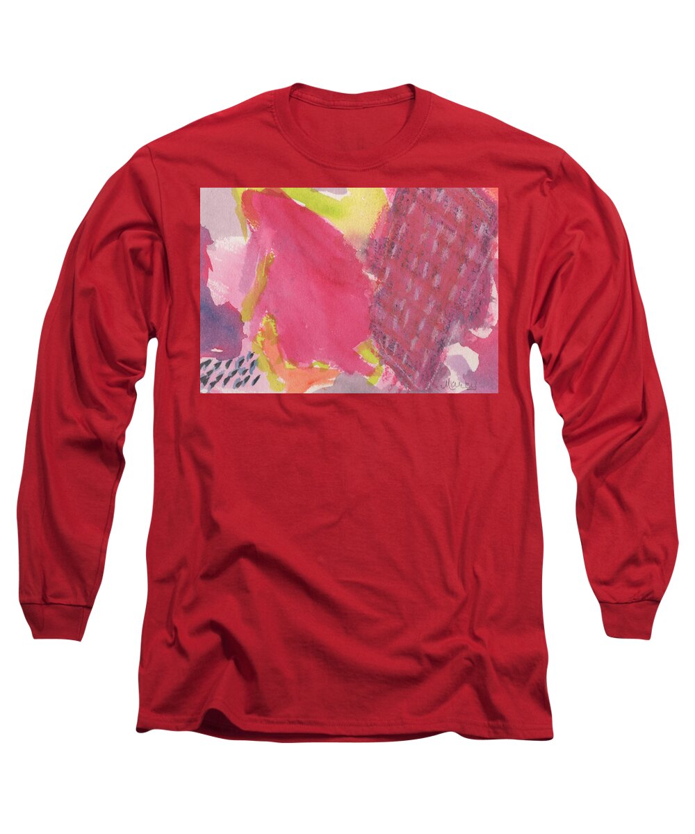 Watercolor Long Sleeve T-Shirt featuring the painting Watercolor Abstract - Pomegranate by Marcy Brennan