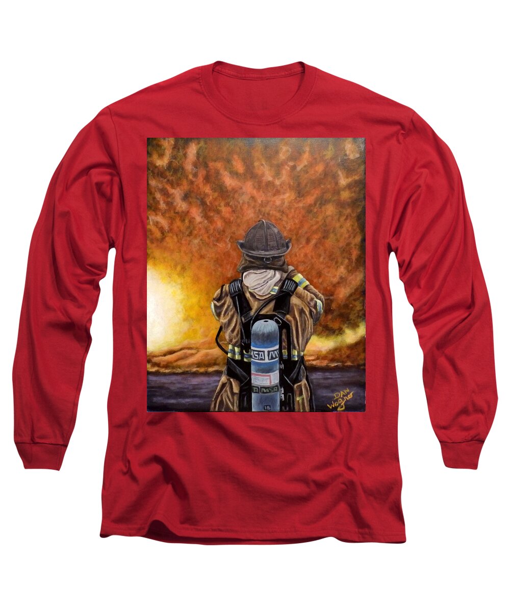 Acrylic Long Sleeve T-Shirt featuring the painting When hell comes to visit by Dan Wagner