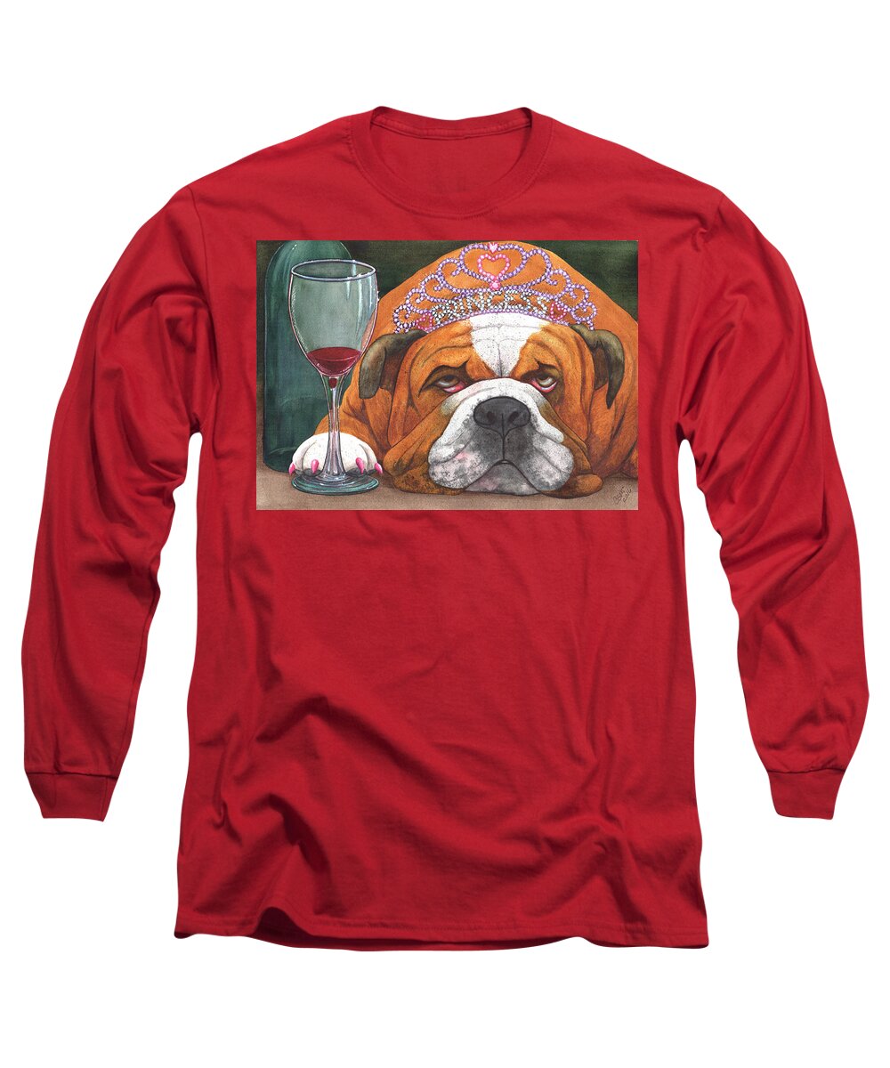 Bulldog Long Sleeve T-Shirt featuring the painting Wining Princess by Catherine G McElroy