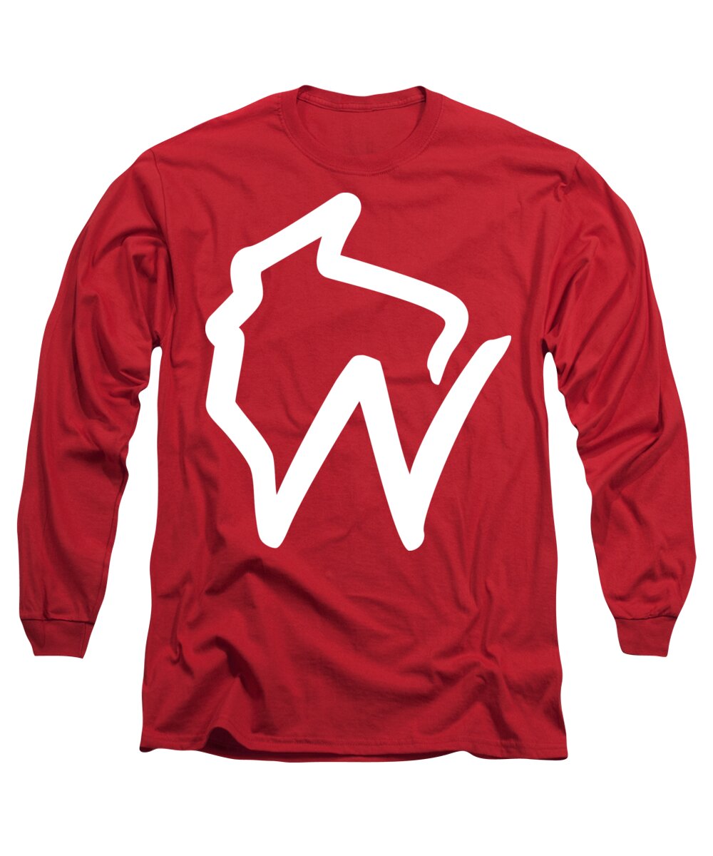 Wisconsin Long Sleeve T-Shirt featuring the digital art Wisconsin W by Geoff Strehlow