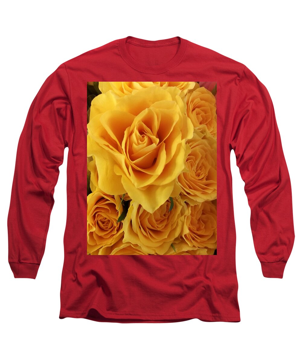 Rose Long Sleeve T-Shirt featuring the photograph Yellow joy by Rosita Larsson