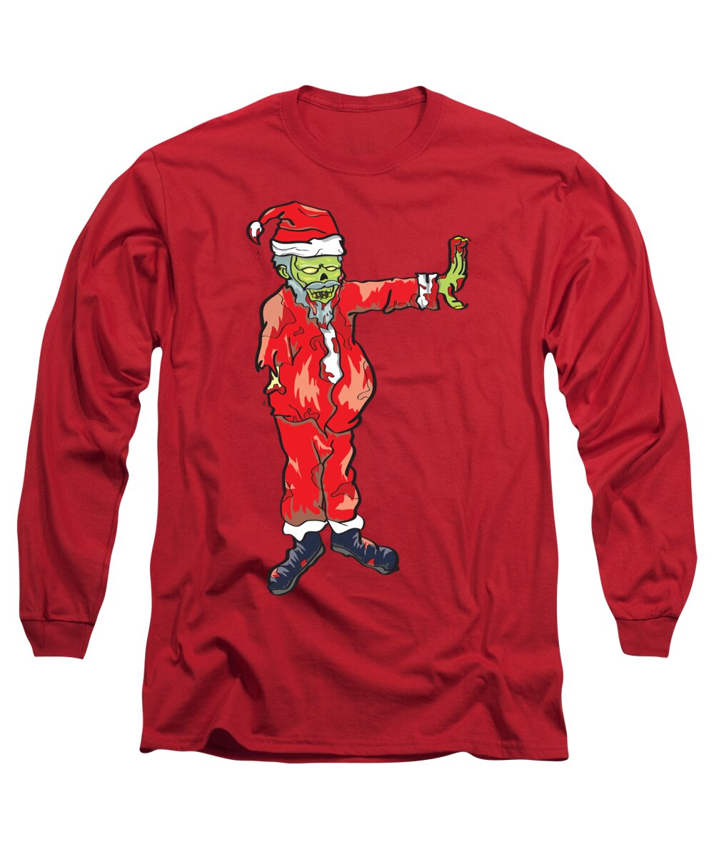 Santa Long Sleeve T-Shirt featuring the digital art Zombie Santa Claus Illustration by Jorgo Photography