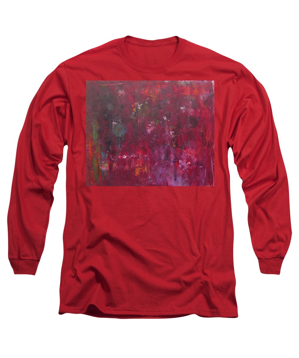 Rust Red Long Sleeve T-Shirt featuring the painting Abstract Painting Rust Red by Patricia Piotrak