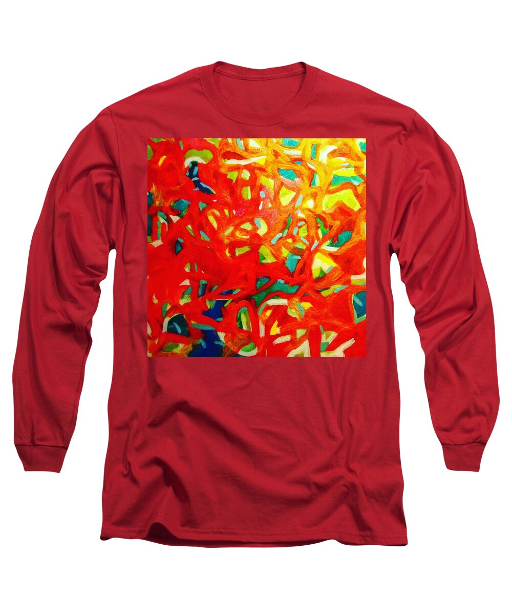 Red Long Sleeve T-Shirt featuring the painting All of Them by Steven Miller