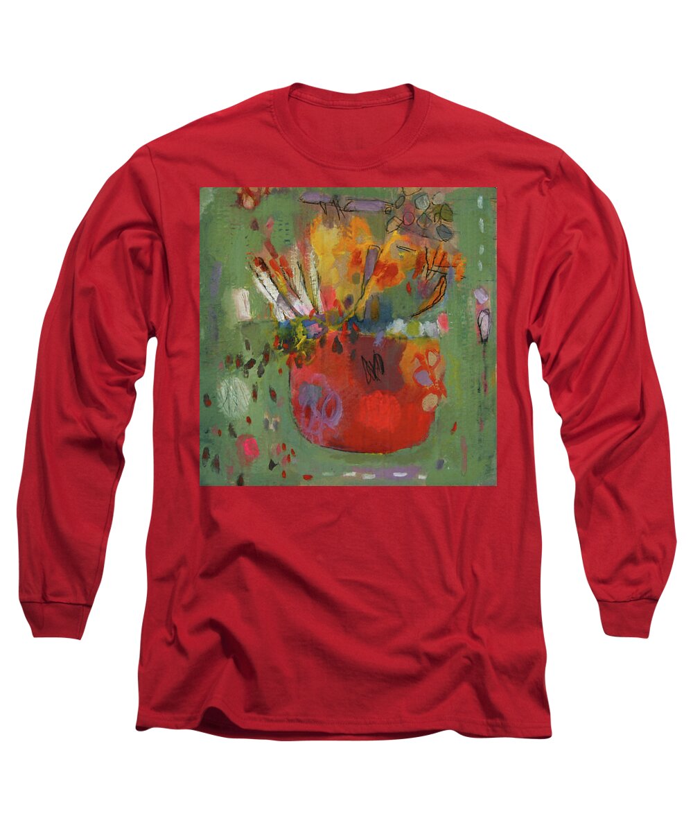 Bouquet Long Sleeve T-Shirt featuring the painting Bouquet Sketch by Janet Zoya