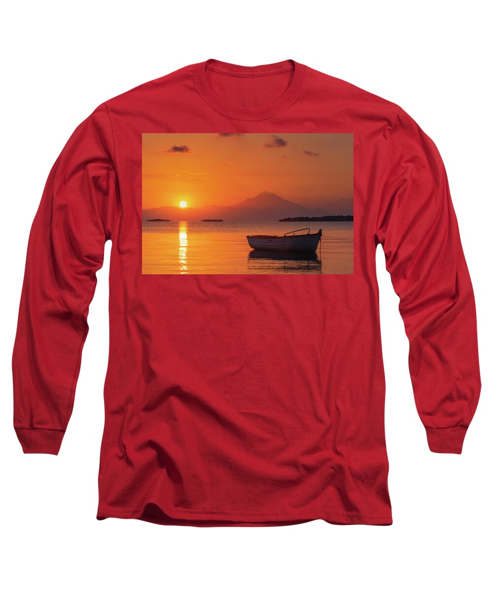 Aegean Sea Long Sleeve T-Shirt featuring the photograph Chalkidiki Sunrise by Evgeni Dinev