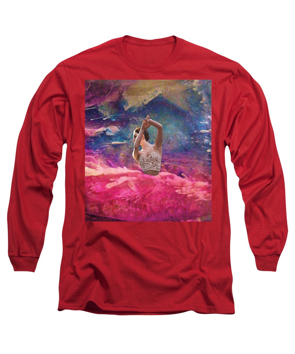 Dancer Long Sleeve T-Shirt featuring the mixed media Dancer by Mary Poliquin - Policain Creations