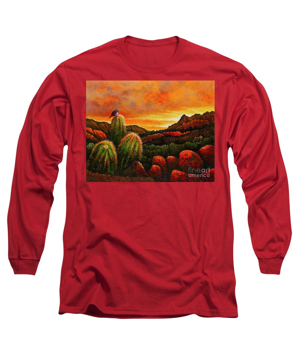 Desert Long Sleeve T-Shirt featuring the painting Desert Sunset by Michael Frank