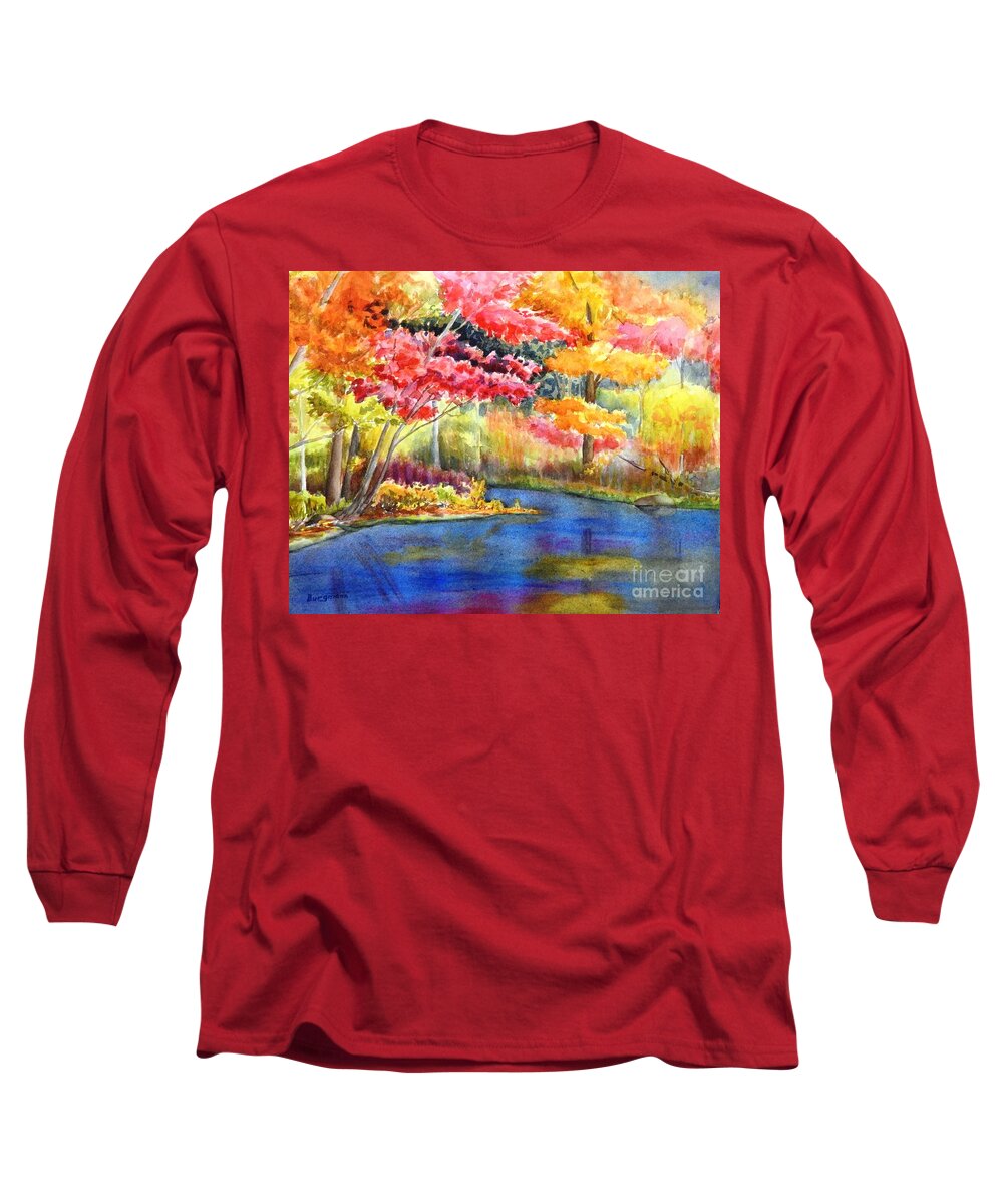 Fall Long Sleeve T-Shirt featuring the painting Fall Delight by Petra Burgmann