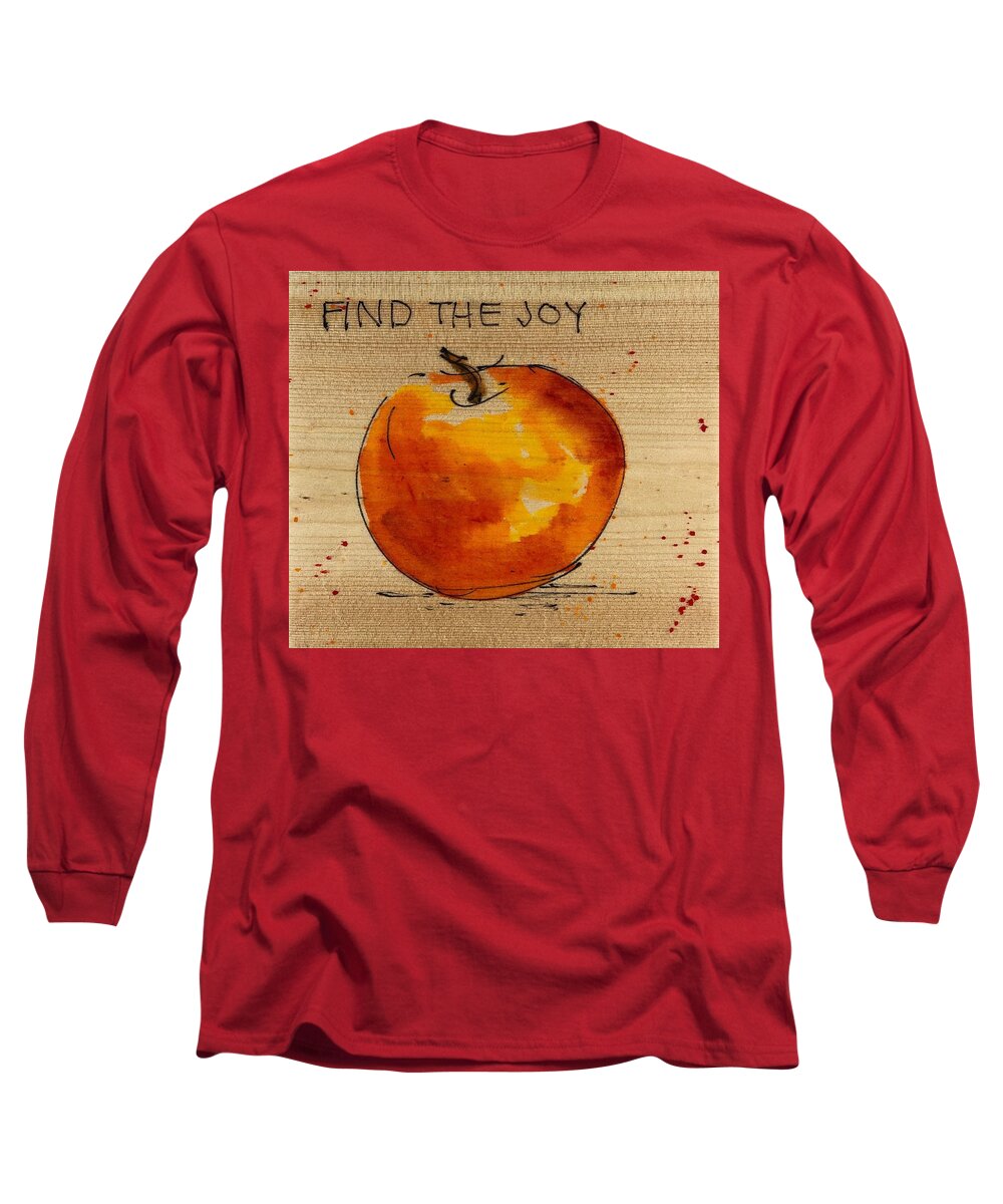  Long Sleeve T-Shirt featuring the painting Find the Joy - Take a Bite by Barbara Wirth