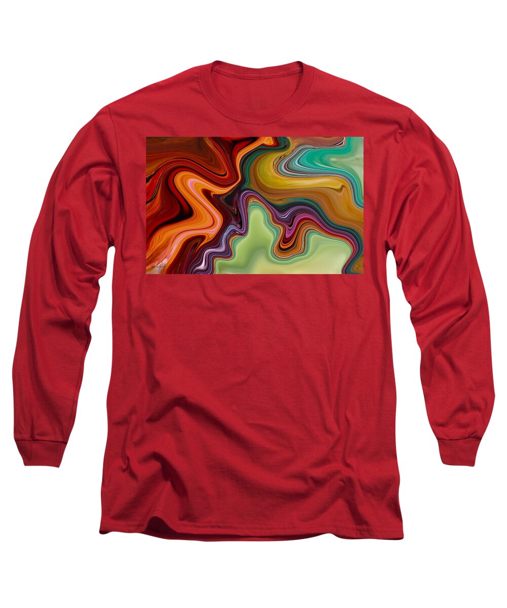 Fire Long Sleeve T-Shirt featuring the painting Fire and Ice Abstract Art - Fluid Painting Marble Pattern by Patricia Piotrak