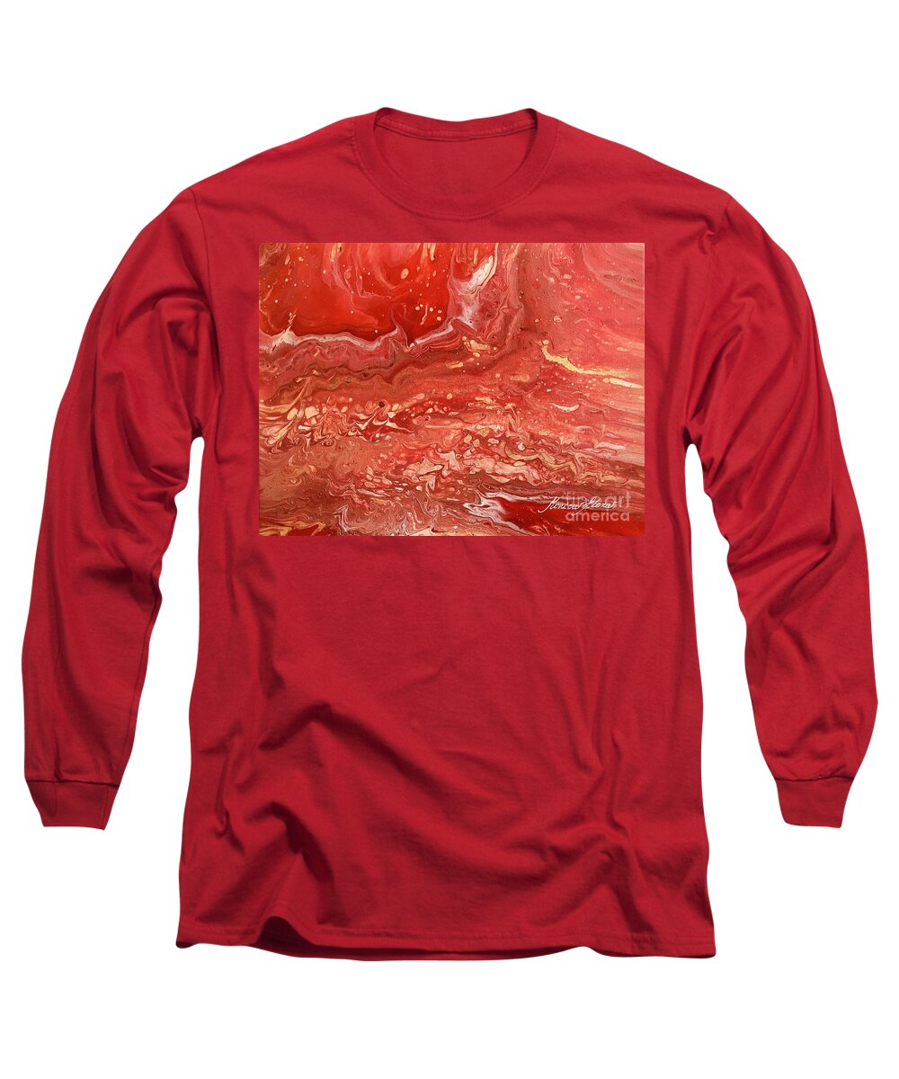 Abstract Long Sleeve T-Shirt featuring the painting Fire up your life by Monica Elena