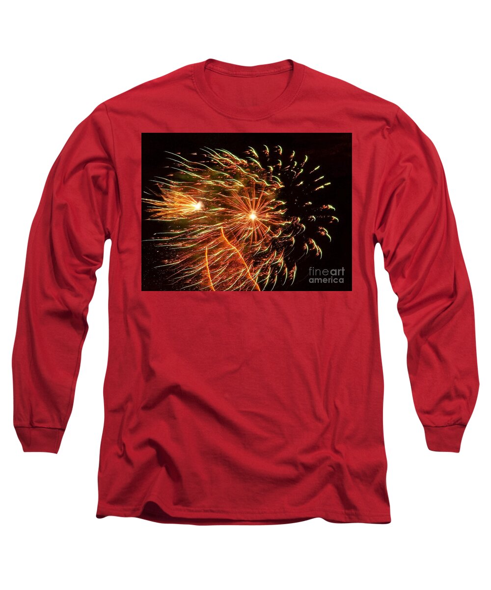 Fireworks Long Sleeve T-Shirt featuring the photograph Fireworks Streaming by Shirley Moravec