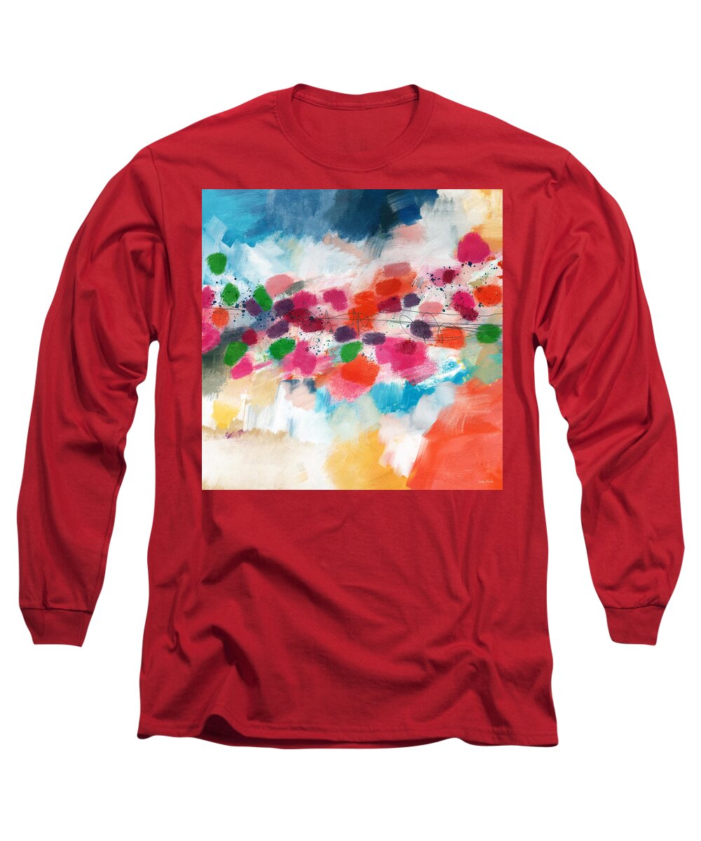 Abstract Long Sleeve T-Shirt featuring the mixed media Going Somewhere- Abstract Art by Linda Woods by Linda Woods