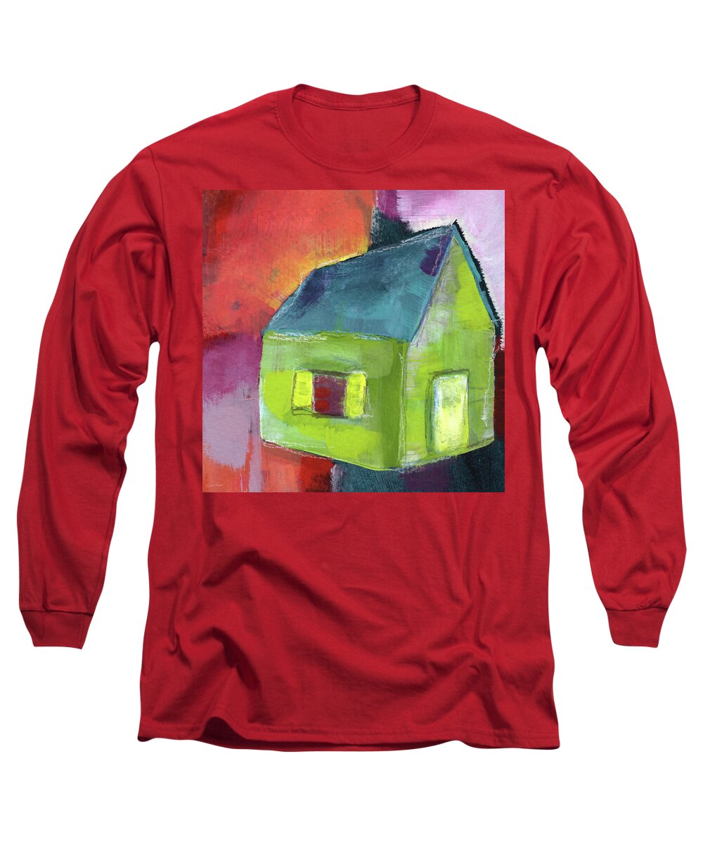 House Long Sleeve T-Shirt featuring the painting Green House- Art by Linda Woods by Linda Woods
