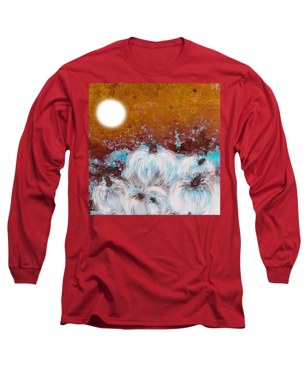 Rust Long Sleeve T-Shirt featuring the painting Harvest pumpkin by Kelly Dallas