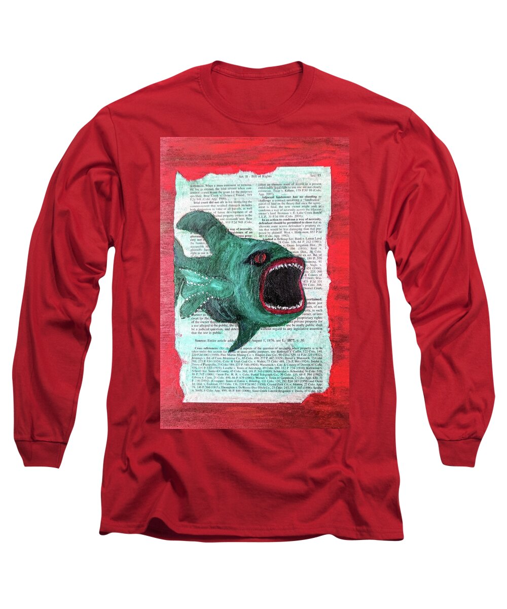 Oil Long Sleeve T-Shirt featuring the painting Horror by Misty Morehead