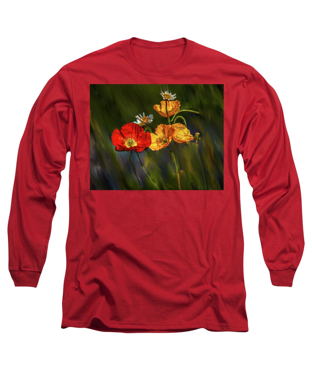 Papaver Croceum Long Sleeve T-Shirt featuring the mixed media Ice Poppy #i9 by Leif Sohlman