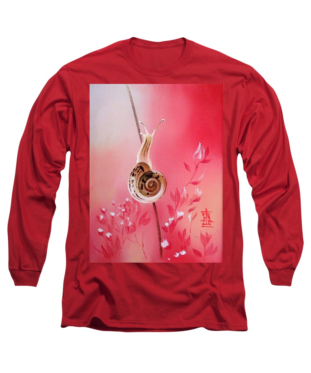 Russian Artists New Wave Long Sleeve T-Shirt featuring the painting In Pink Fog by Alina Oseeva