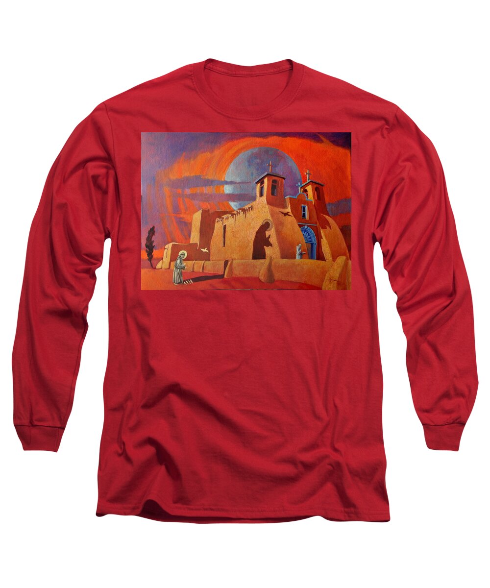 St. Francis De Asisis Long Sleeve T-Shirt featuring the painting In the Shadow of St. Francis by Art West