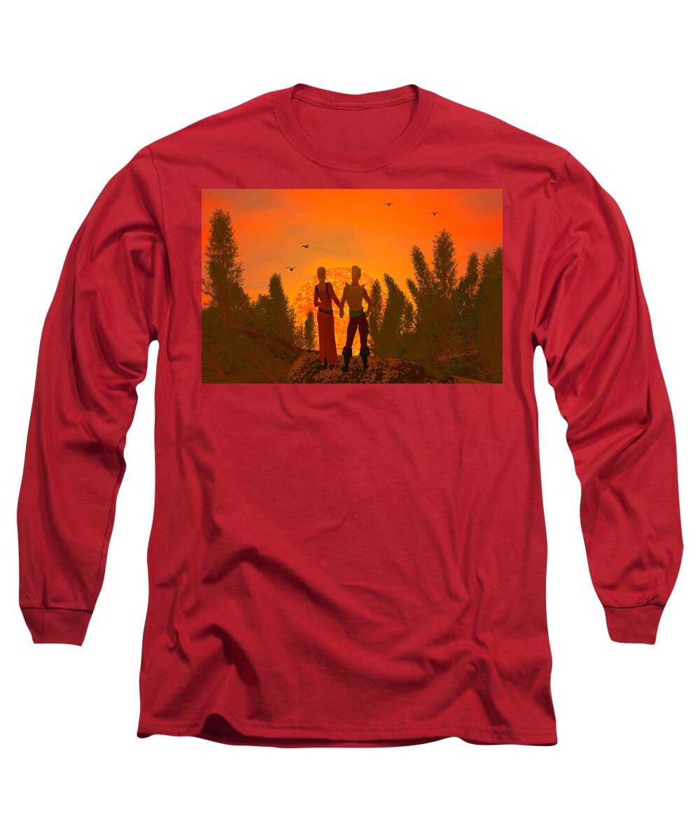 Scifi Long Sleeve T-Shirt featuring the digital art Love is the Same Throughout the Universe by Bob Shimer