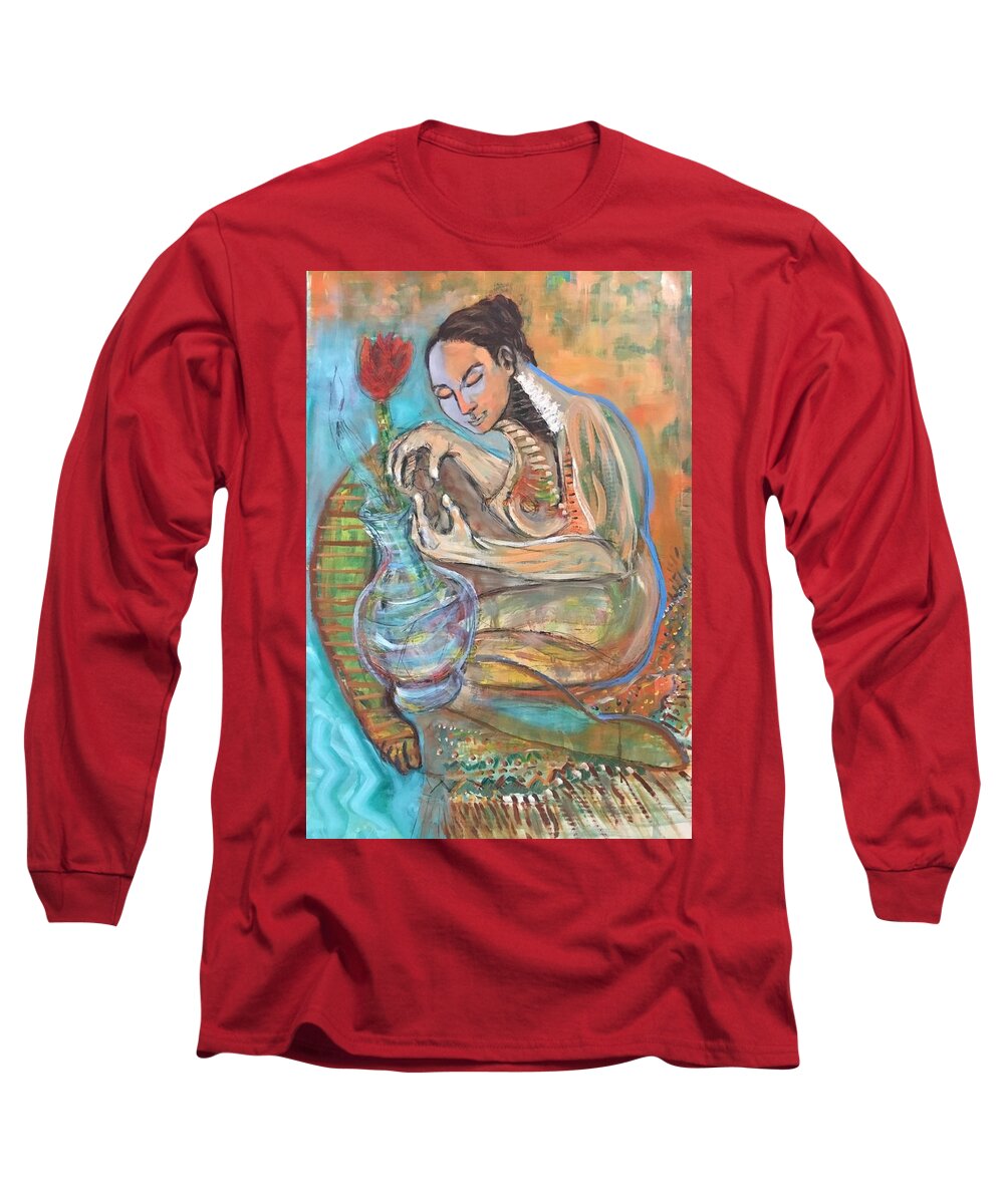 Ricardosart37 Long Sleeve T-Shirt featuring the painting Nurturing by Ricardo Penalver deceased