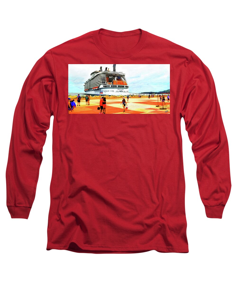 Boats Long Sleeve T-Shirt featuring the photograph Oasis Of The Seas At Island Dock by CHAZ Daugherty