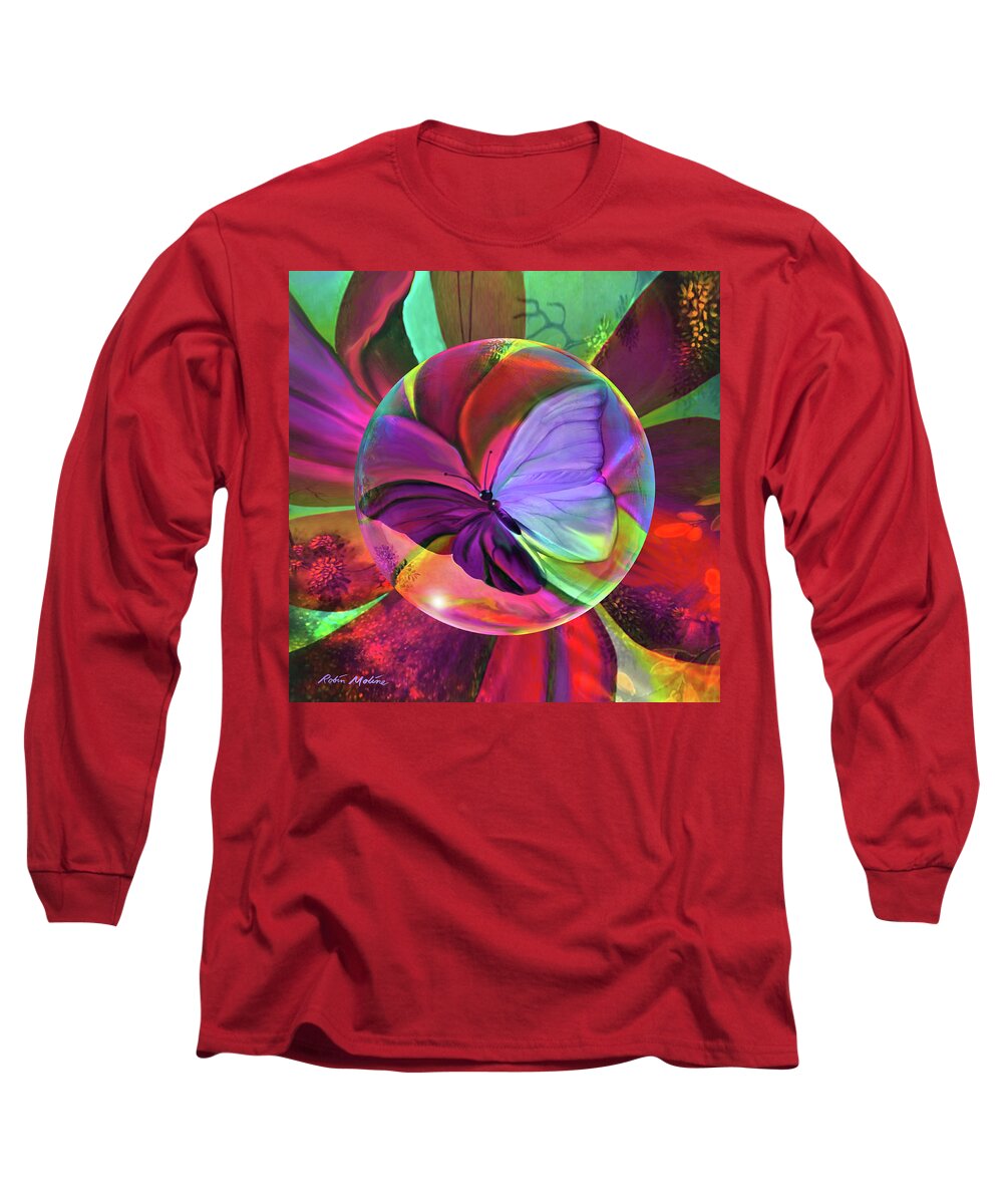Butterfly Long Sleeve T-Shirt featuring the digital art Papillon de Grace by Robin Moline