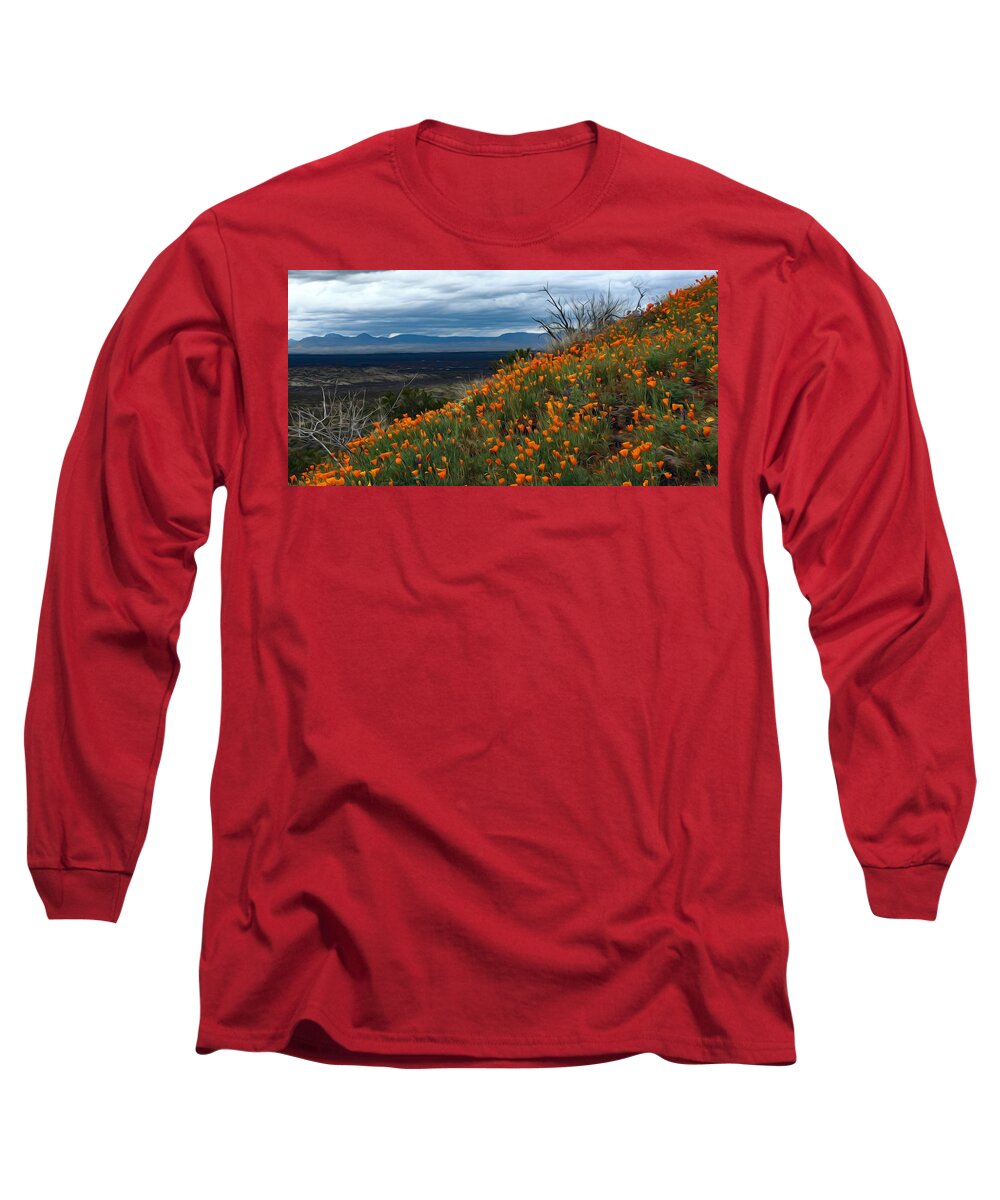 Flowers Long Sleeve T-Shirt featuring the photograph Peridot Hillside by Hans Brakob
