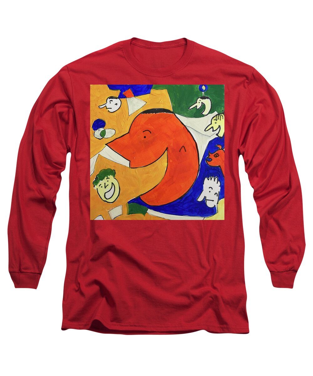 Orange Long Sleeve T-Shirt featuring the painting Pop by Carole Johnson