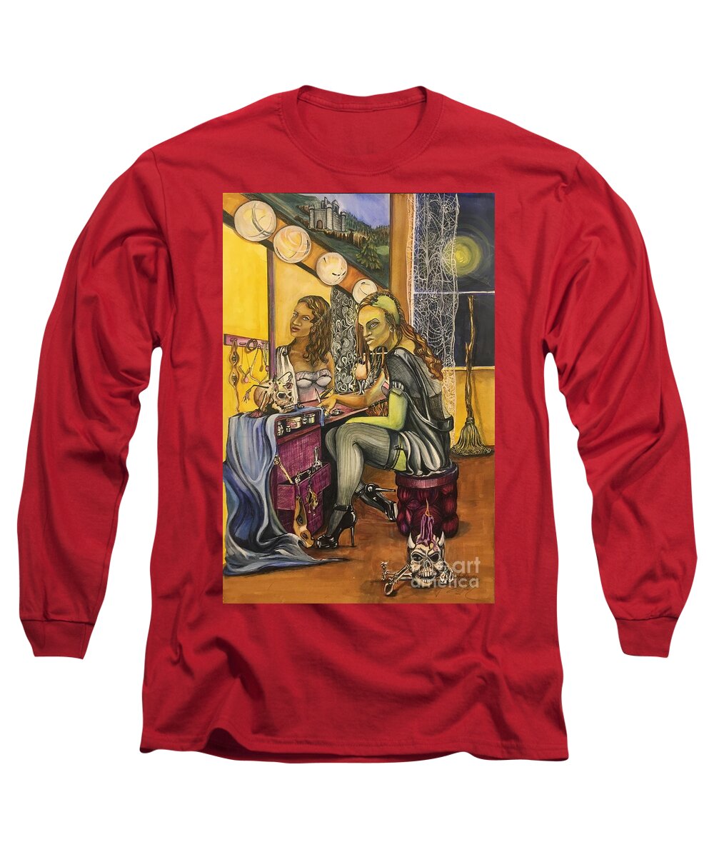 Witch Long Sleeve T-Shirt featuring the mixed media Reflection by Mastiff Studios