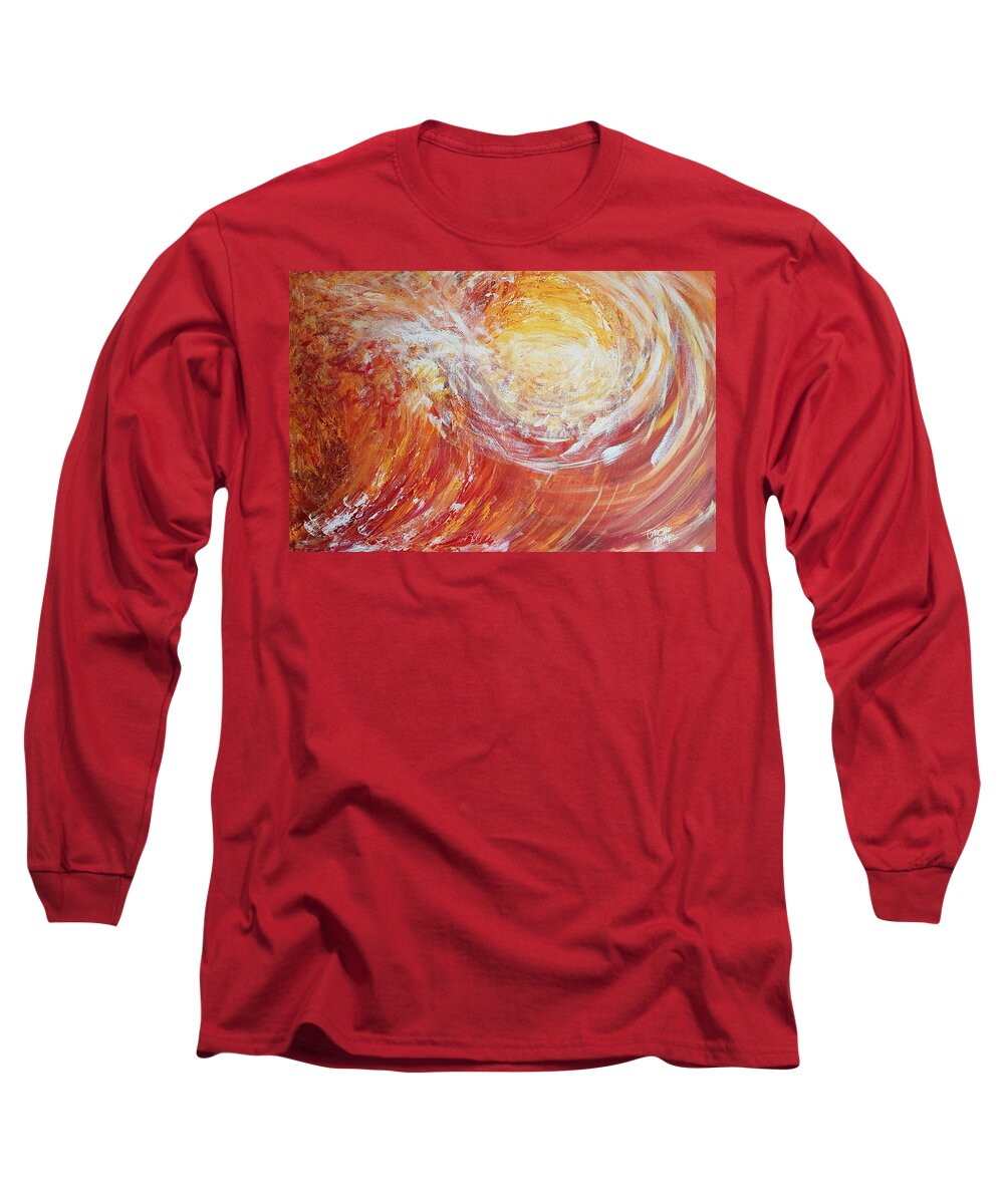 Abstract Long Sleeve T-Shirt featuring the painting Revival Fire by Christine Cloutier