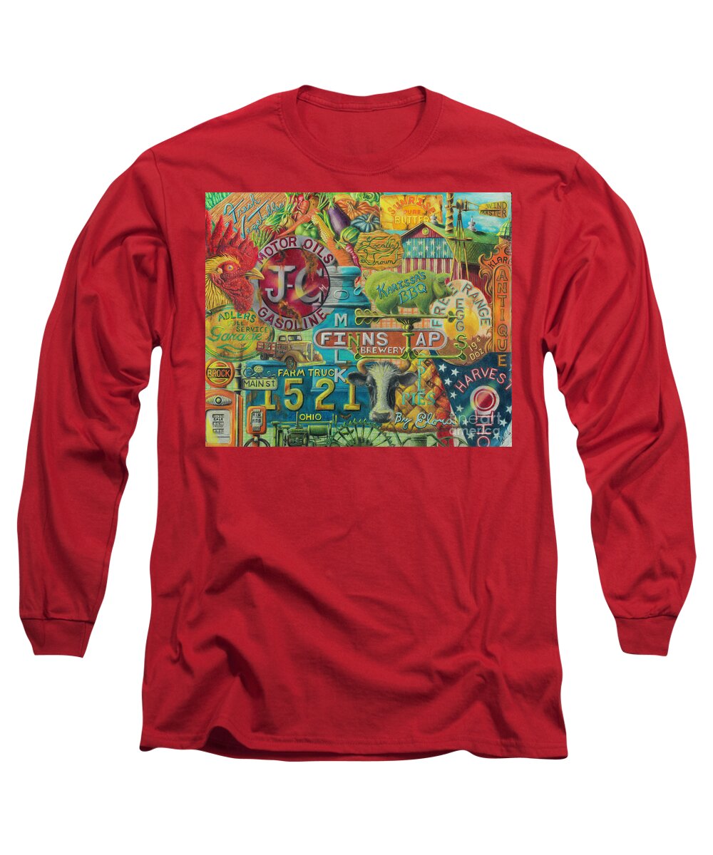 Sureal Collage Long Sleeve T-Shirt featuring the drawing Signs of the Time by Scott Brennan