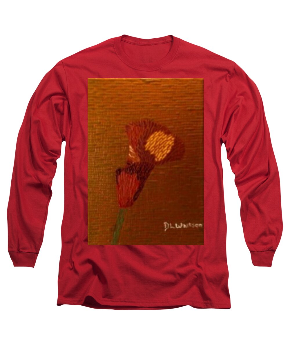 Lilly Long Sleeve T-Shirt featuring the painting Solitary Lilly by Darren Whitson