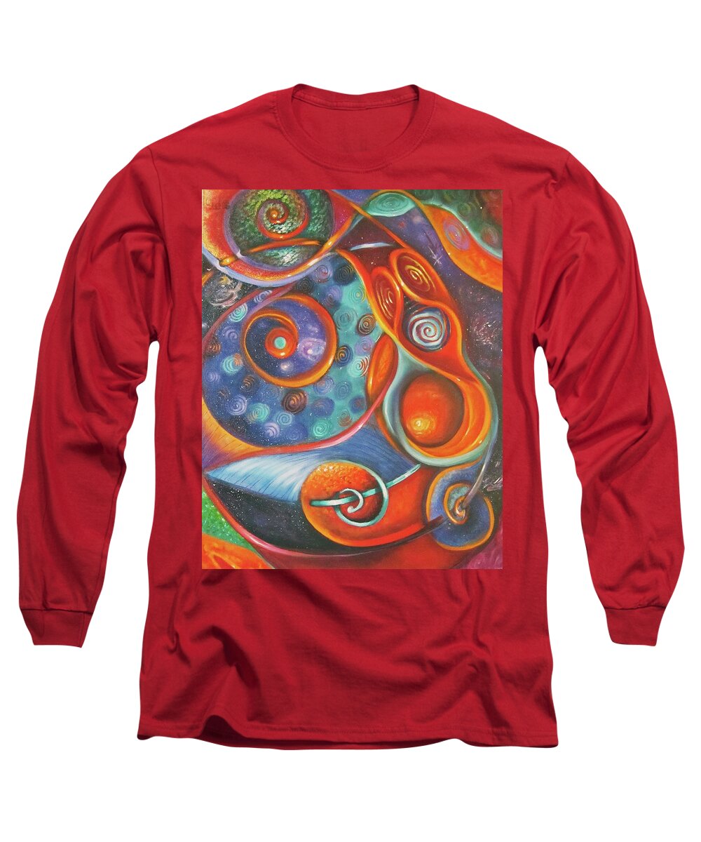 Spirals Long Sleeve T-Shirt featuring the painting Spirals by Sherry Strong