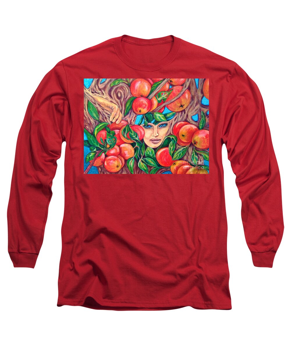 Tree Long Sleeve T-Shirt featuring the painting The Apple Tree by Linda Markwardt