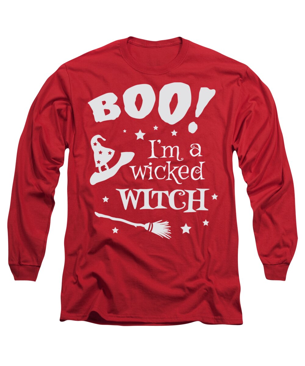 Halloween Long Sleeve T-Shirt featuring the digital art Wicked Witch Funny Halloween Decor by Matthias Hauser
