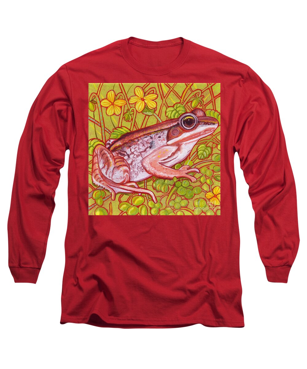 Frog Paintings Long Sleeve T-Shirt featuring the painting Woodland Collection #7 by Christine Belt