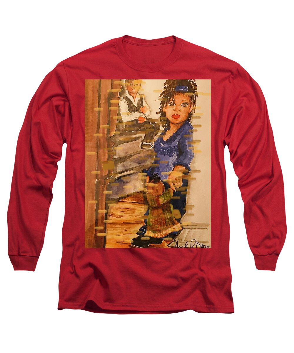  Long Sleeve T-Shirt featuring the painting Little Girl by Angie ONeal