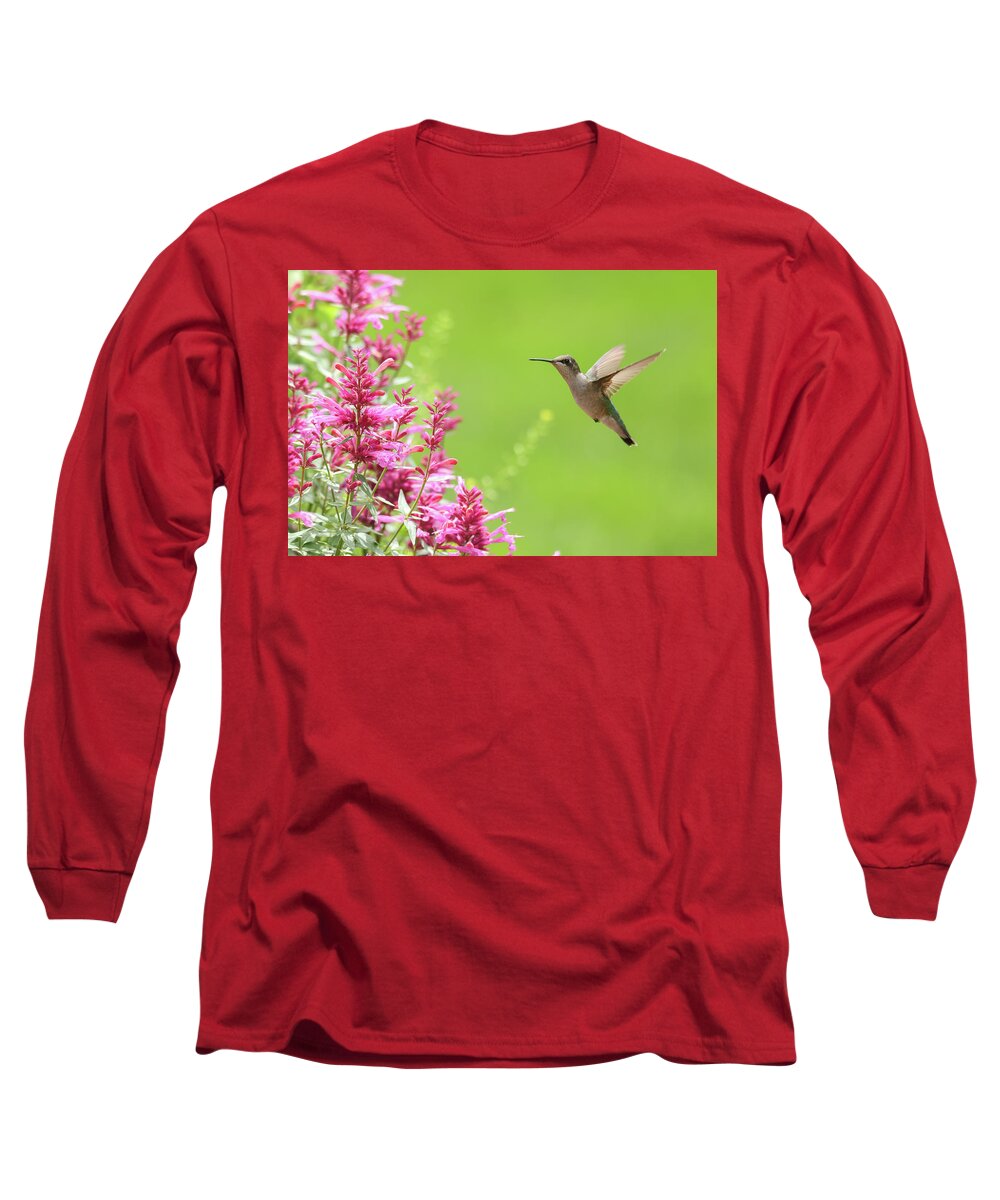 Ruby Throated Humingbird Long Sleeve T-Shirt featuring the photograph Ruby Throated Humingbird #1 by Brook Burling