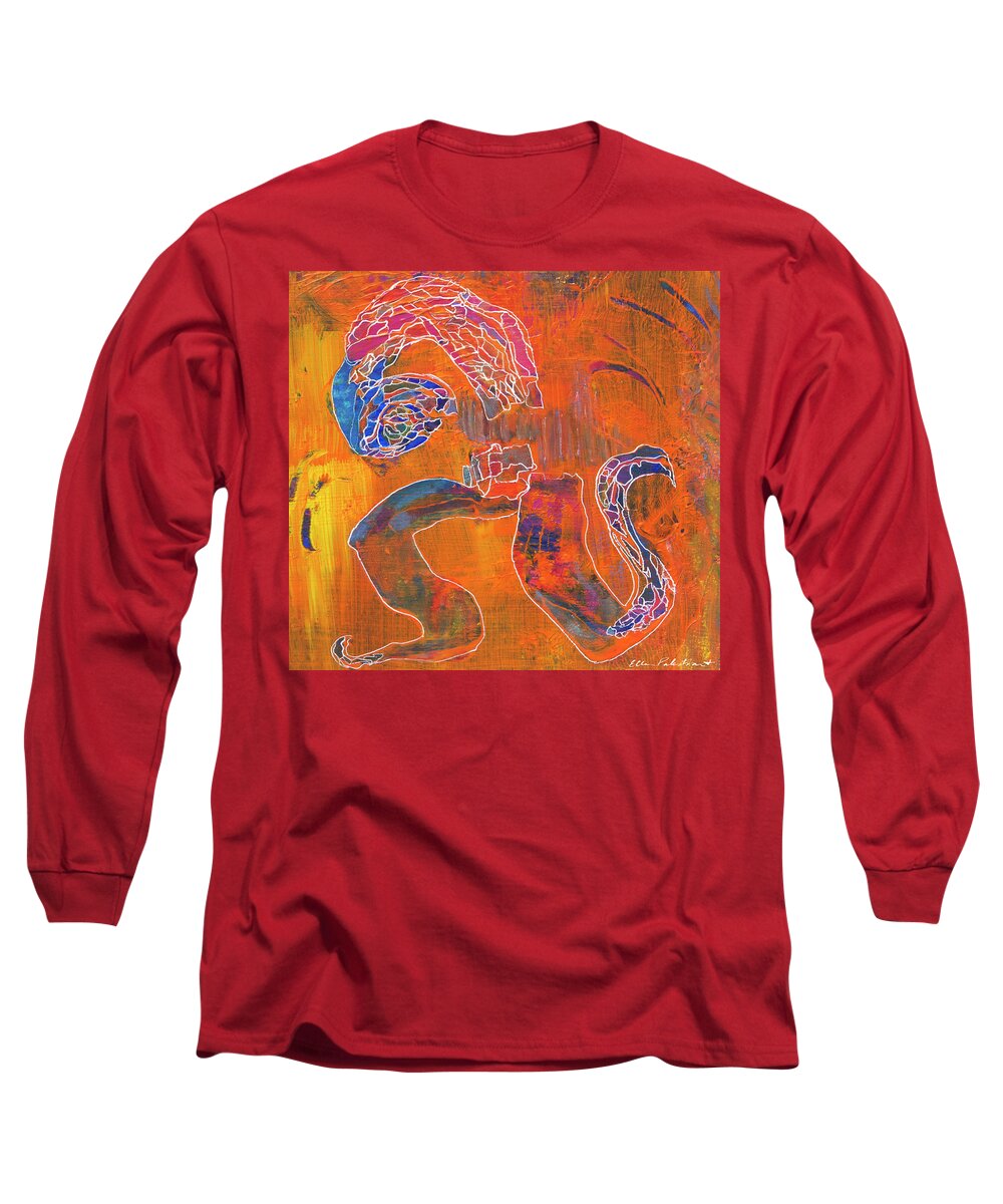 Wall Art Long Sleeve T-Shirt featuring the painting A Whiz at Verseblurt by Ellen Palestrant