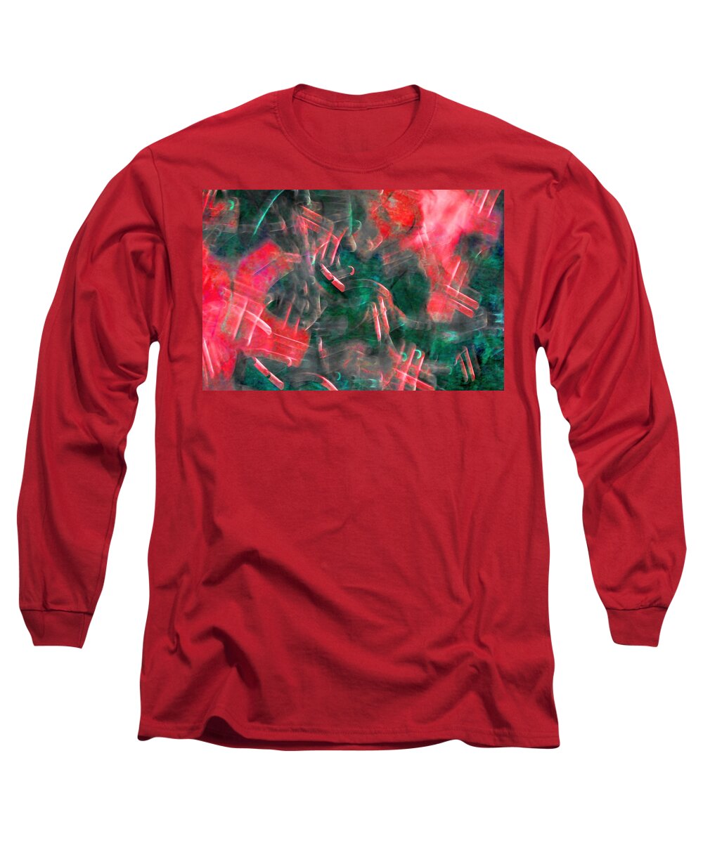 Abstract Long Sleeve T-Shirt featuring the digital art Abstract Red Forms by T Oliver