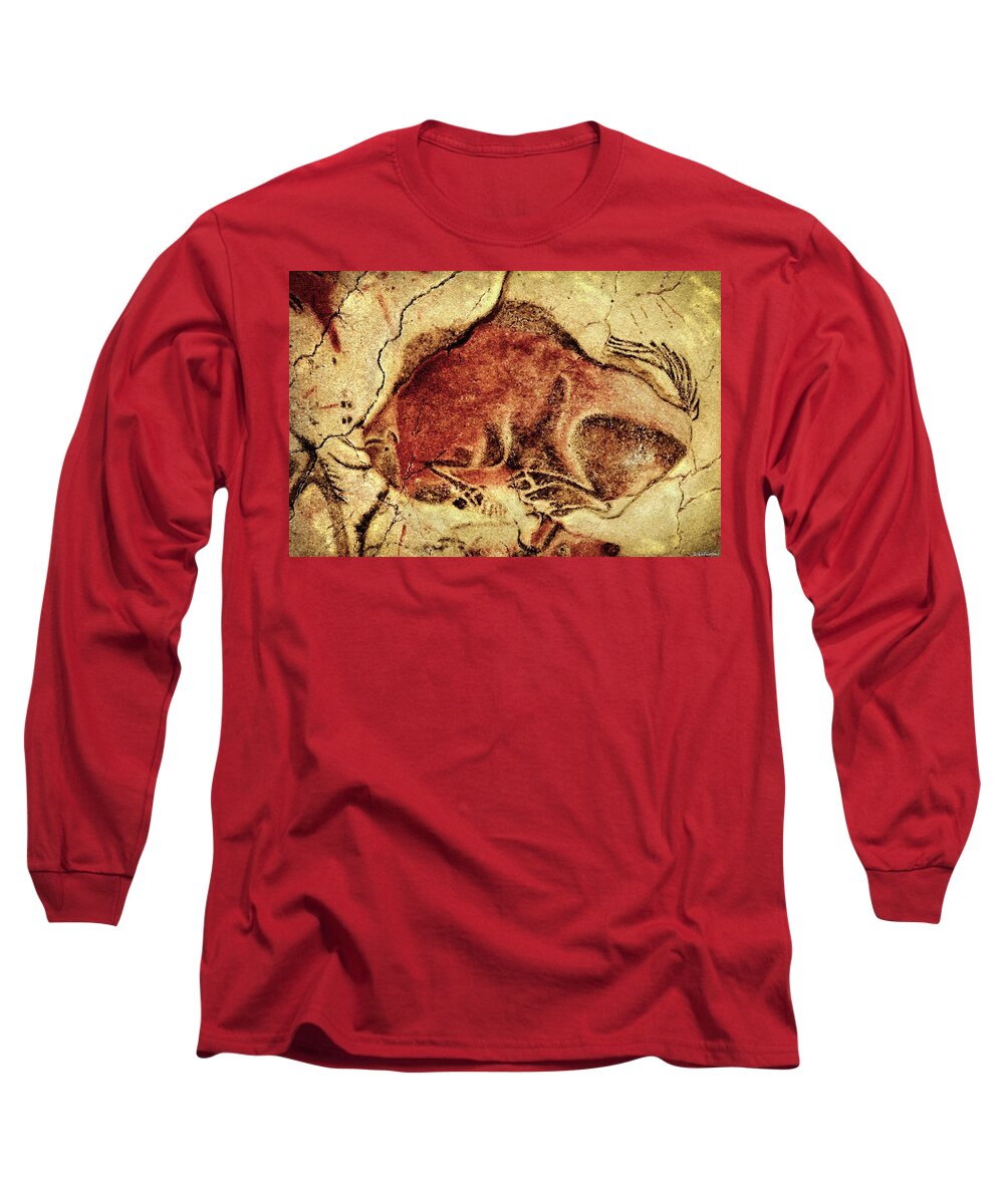 Altamira Long Sleeve T-Shirt featuring the digital art Altamira Bison at rest by Weston Westmoreland